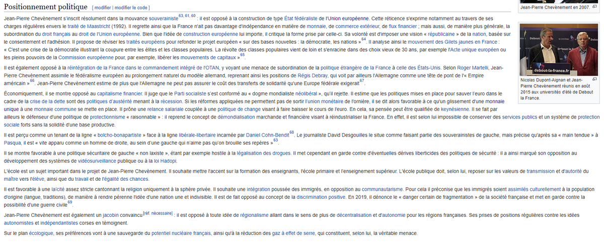 7) « Ma matrice intellectuelle et mon parcours doivent beaucoup à Jean-Pierre Chevènement » Sur les questions qui l'arrangent, parce que bon...