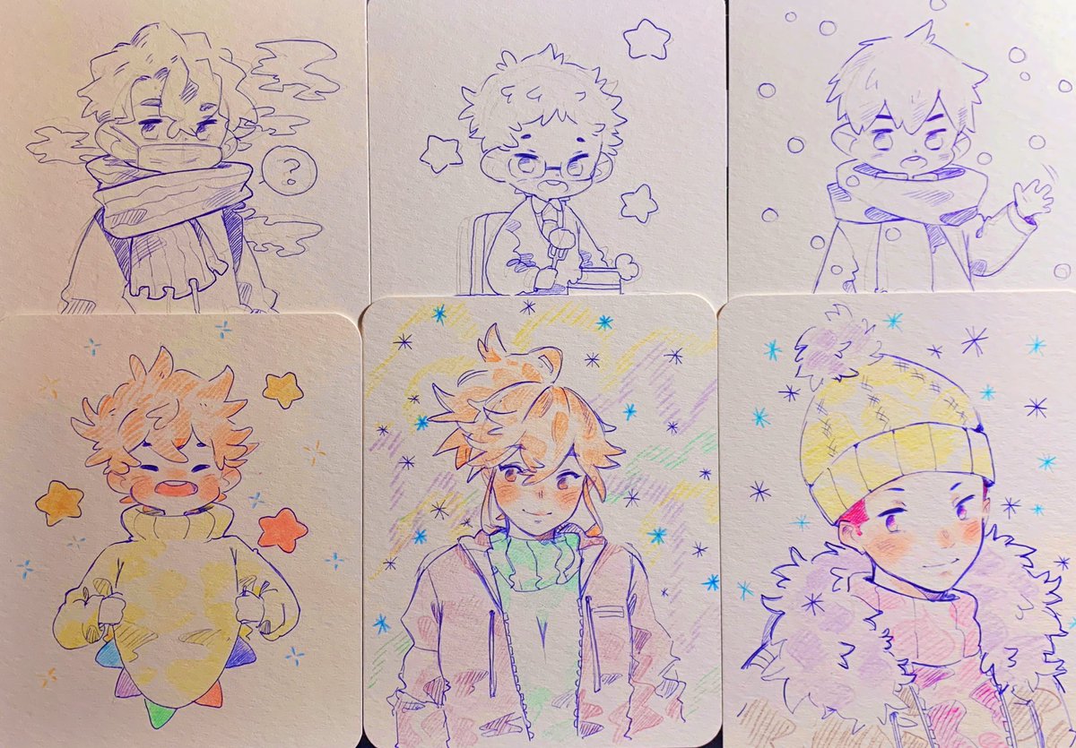wip pen sketches. I still gotta finishing colouring the rest of them, they should be done by tomorrow though 