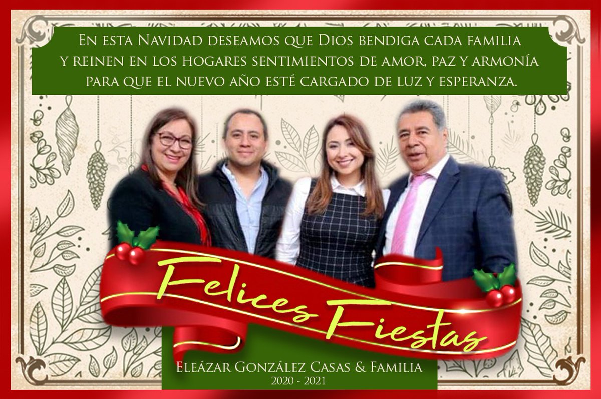 EleazarGonCasas's tweet photo. En esta época de Navidad encendamos la luz de la esperanza y la alegría. Aún seguimos enfrentando tiempos difíciles por la pandemia, tomemos las medidas necesarias para cuidar de nuestra salud y de las personas que amamos. 

¡Feliz Navidad! 🎄🎊 https://t.co/dmNMfpMokP