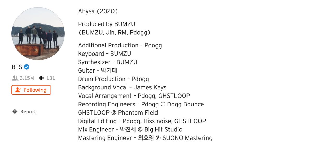 here are examples of Abyss and Moonchilds credits. BUMZU as producer, composers/lyricists in the brackets. Moonchild with Joon as lead producer and composer/lyricist, Hiss Noise as his second.