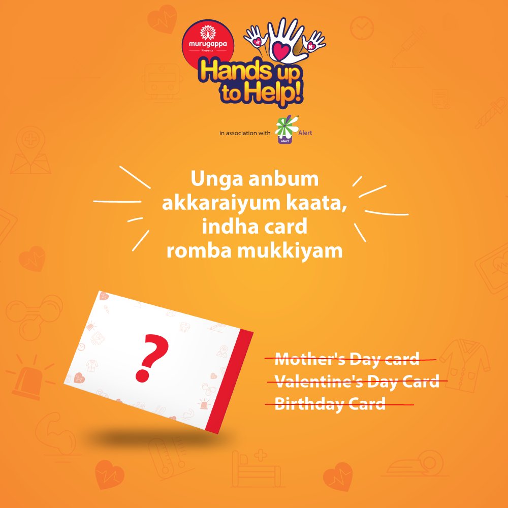 Murugappa_Group's tweet photo. Unga lifela mukiyamaanavangalukku, indha card romba mukiyam!
#ComingSoon #StayTuned #HandsUpToHelp https://t.co/WYH1Oh0Zvb