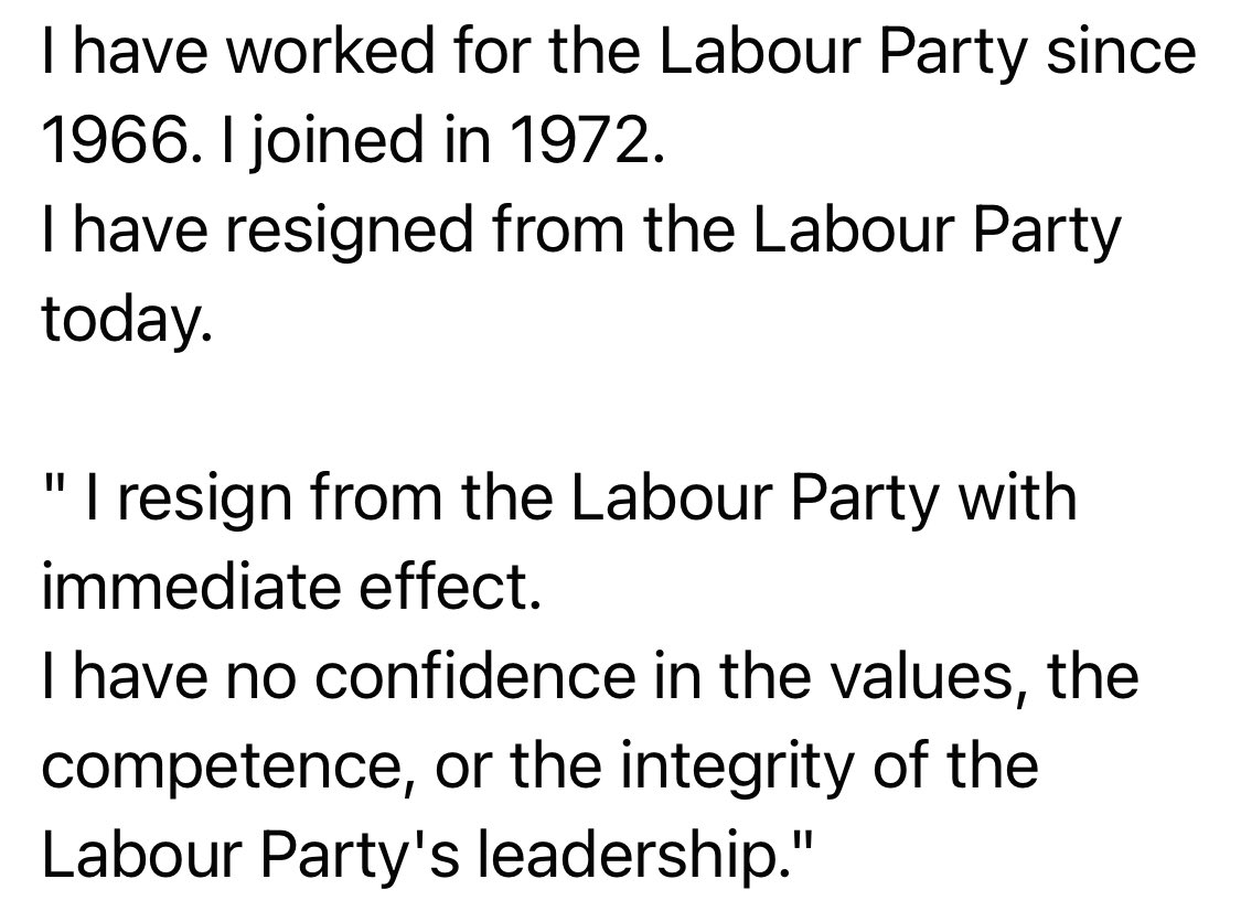 My CLP secretary - an incredibly hard-working, decent and committed man - just resigned from  @UKLabour. 