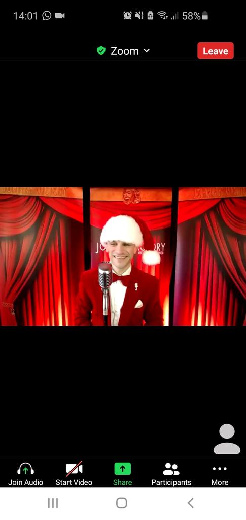 We are live!!! 
Follow the link below to join Johnny Victory singing some wonderful Christmas classics for us! 
us02web.zoom.us/j/84567722889?…