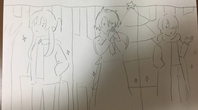 @Toujima_sima 一人ずつ描いて、背景を同じにして繋がるイラストはどうかなーて考えてます(これだとあと1人描いてくれる人必要なんですけどね🤦‍♀️💦)なんか他に案とかありますか? 