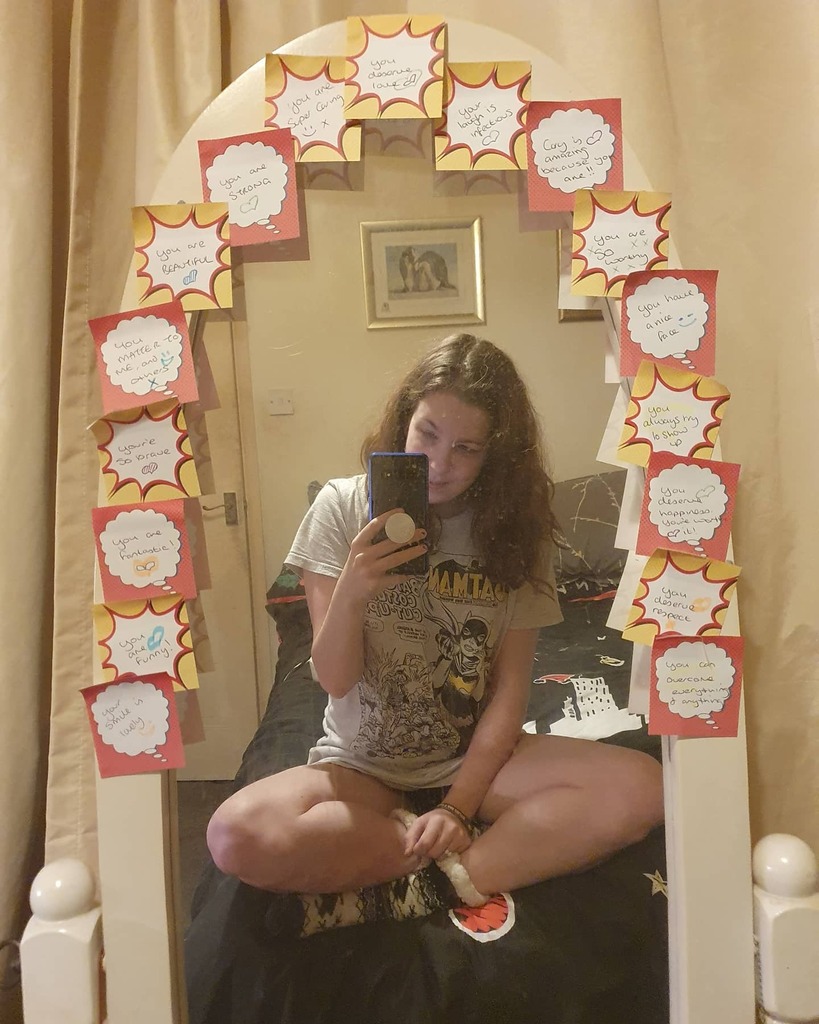 For a long time I've had such low self esteem. When I had therapy she suggested I ask others to write things on post it notes and I stick them up. Then, hopefully, if I read them every day I might start to believe them. Problem was I was adamant that nob… instagr.am/p/CJLsr0Aj5je/