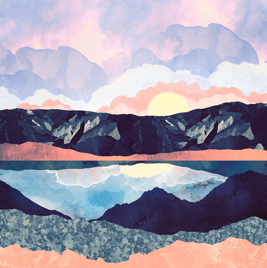 'Lake Reflection' by SpaceFrogDesign #artprint #art #landscape #texture #society6 #nature #wallart #decor #interior #pink #sun #sunset #sunrise bit.ly/2FFmuo9