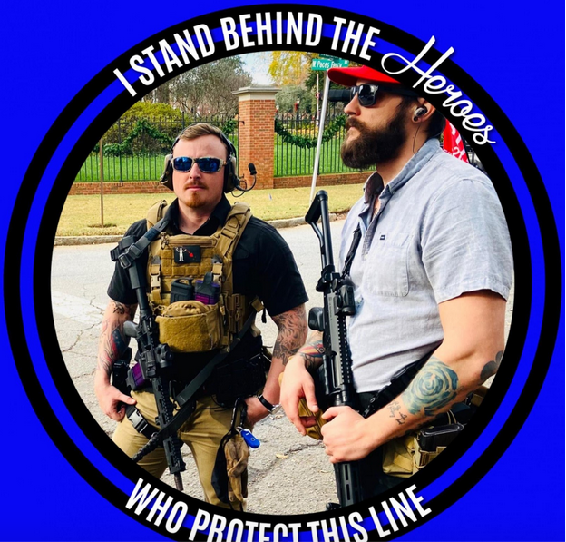 6/ Cooper can also be identified from the footage on the basis of several distinctive forearm tattoos.Compare this forearm tattoo of the long-gun attacker with Cooper's former Facebook profile photo, where he poses with fellow III% SF and  @OakGroveTech employee Justin Gibson.