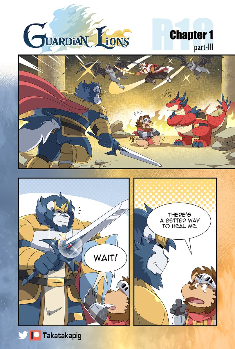 TakaTakaPig's tweet photo. Guardian Lions #01
(4/7) 
It's a new series! 🦁⭐️🦁
Guardian lions fight evil with their swords, for the name of hope! 

“History will glorify your courage and sacrifice.”

More alternate version(NSFW) on patreon!
https://t.co/bsuyhpKEvd https://t.co/KNHOX8wWC4