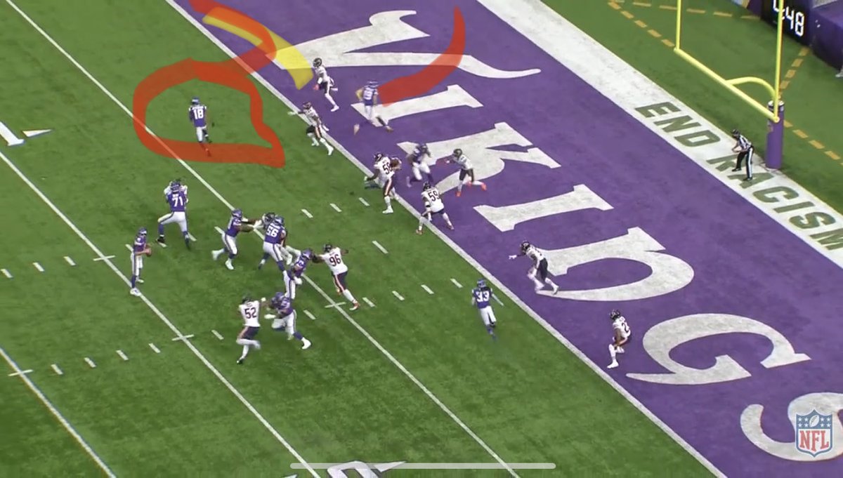 Shelley was playing over Kindle in two CB sets so he didn’t see field again until this RZ play. I think Kindle should be in as long as Jaylon is out as I’ll outline, but Kindle does struggle a bit in zone. I can’t be sure but I do think even tho he was on outside—his guy here. Ok