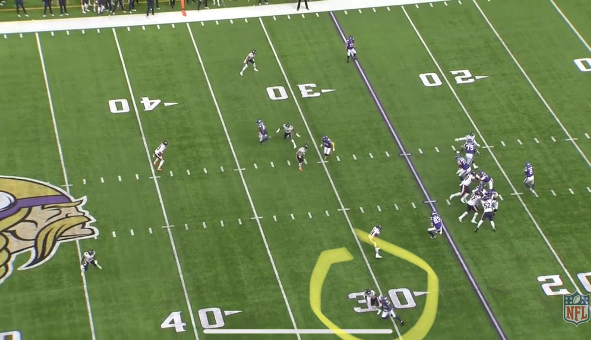 Again press man against a man having a historic R year. This time it’s a double move, Kindle step for step on Jefferson w the out and up cousins runs for a first