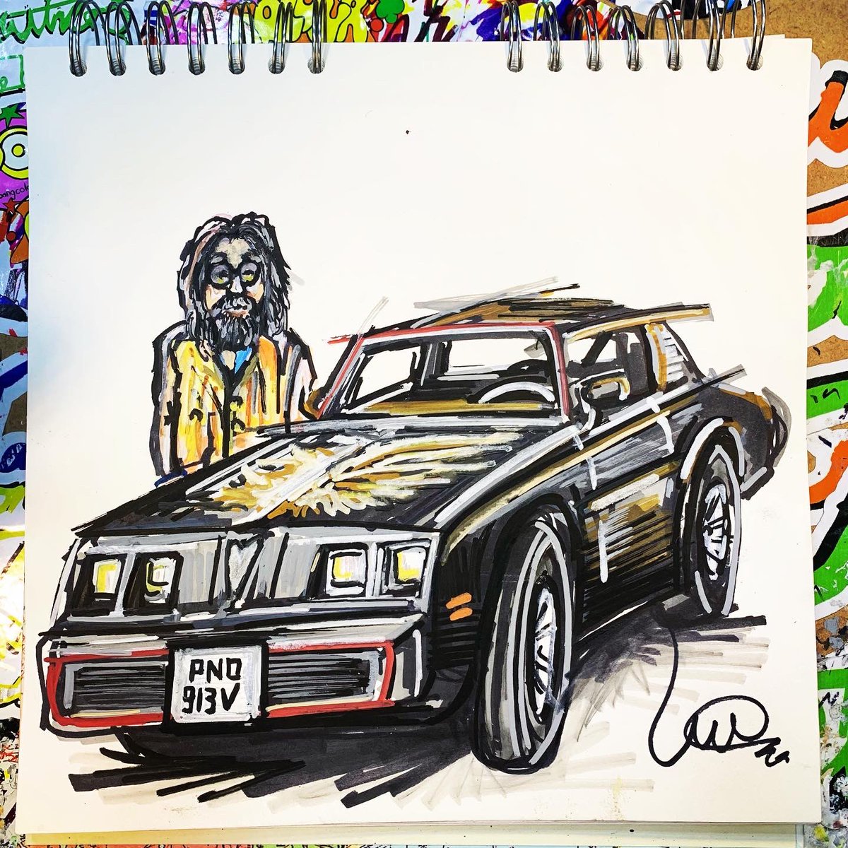 Popbangcolour's tweet photo. Two #ContinuousCar drawings for my buddies Rob of @Dashingblades & Natalie @rnrparlour , these two have helped keep me sane this year, & fellow @FargoVillage tenants.
#DashingBlades #Rocknroller #LoveFargo https://t.co/MQ60EbTHw1
