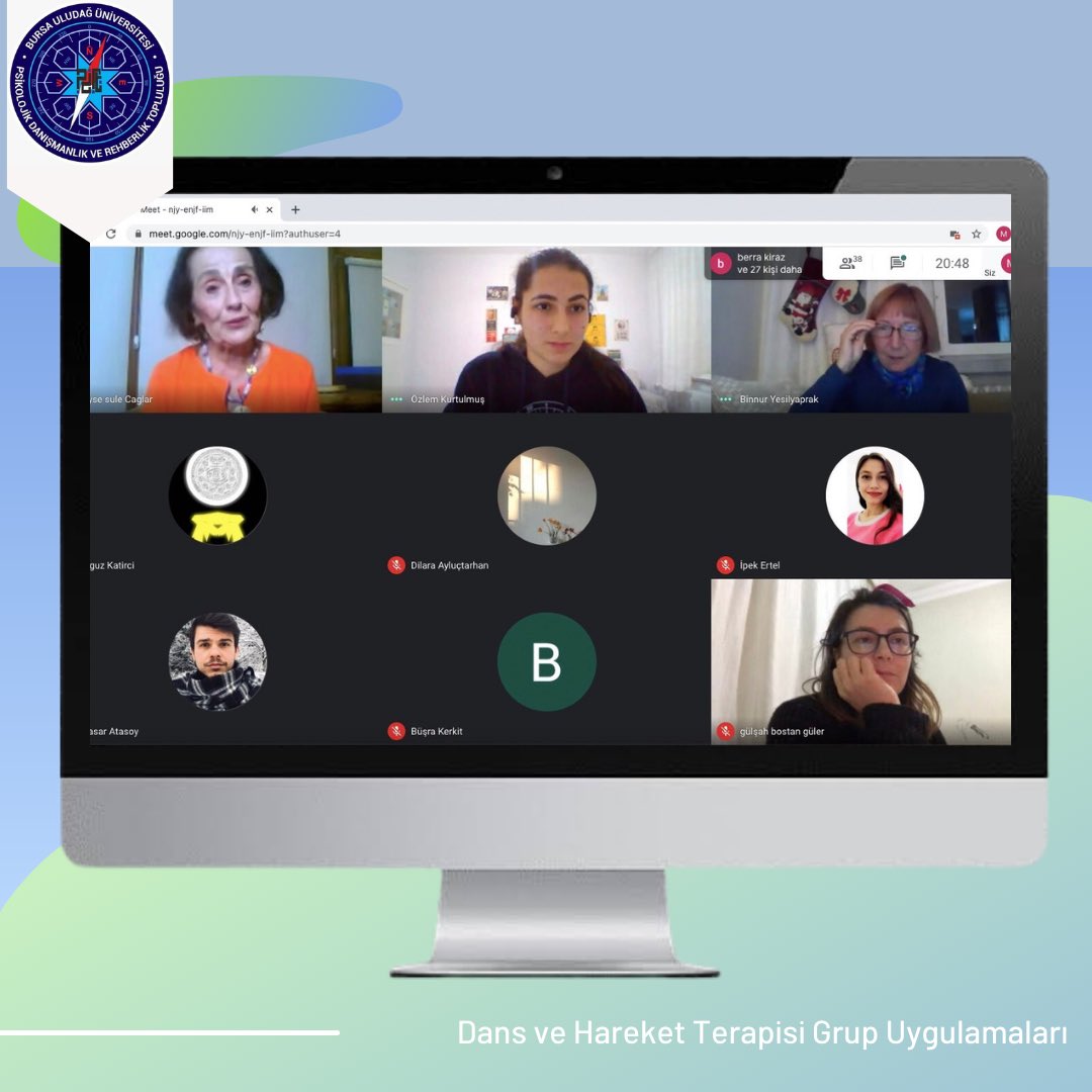 Dr.Psikolojik Danışman Ayşe Şule Çağlar ile “Dans ve Hareket Terapisi Grup Uygulamaları” seminerimizi online olarak gerçekleştirdik.Bu güzel seminer için kendisine ve katılımından dolayı Sayın Binnur Yeşilyaprak’a çok teşekkür ediyoruz.Bir sonraki etkinliğimizde görüşmek üzere 👋🏻