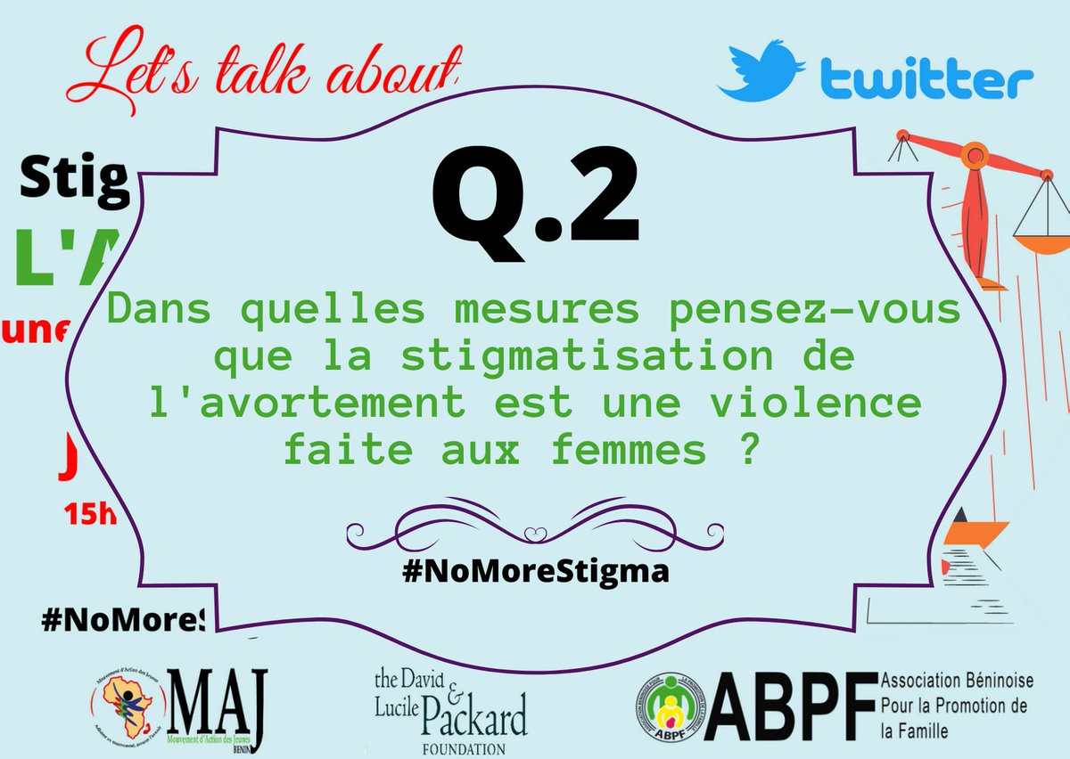 Q2:  Dans quelles mesures pensez-vous que la stigmatisation de l'avortement est une violence faite aux femmes?
#NoMoreStigma
