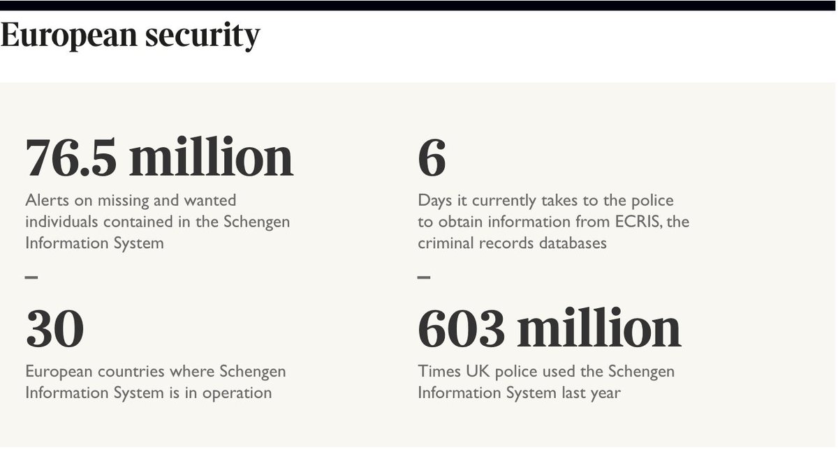 Intelligence sharing is also likely to be “more complicated and inevitably slower” and there was a risk that gaps in intelligence could lead to increased crime.