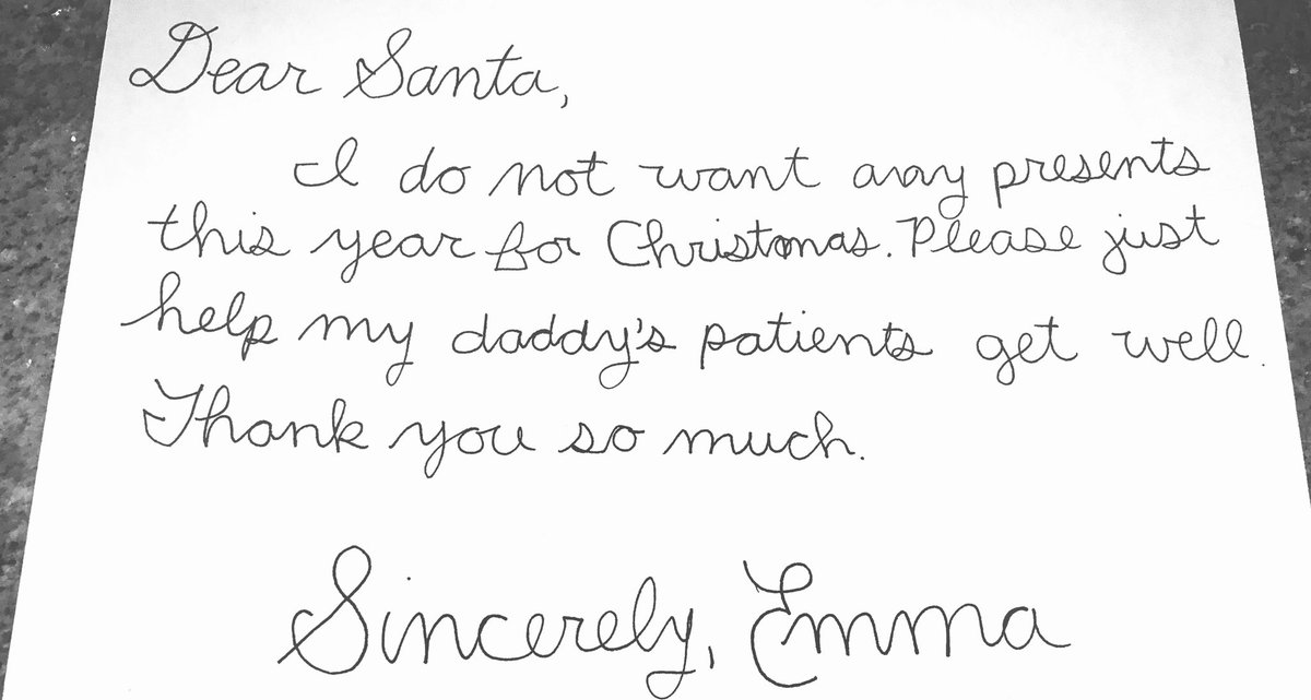 marklewismd's tweet photo. #tbt of my daughter reminding her oncologist father what to really wish for this Christmas 🙏 https://t.co/s6fdO8w79l