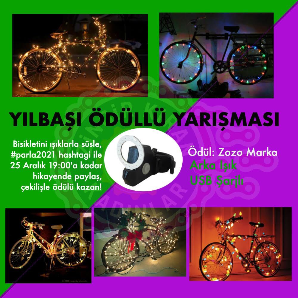 Bugün bi çılgınlık yapıp instagramda bi yarışma başlattık. Kazanan zozo arka ışık alır dedik sizlerden  #parla2021 paylaşımları istedik. 25 Aralık 19a kadar hikayende parlayan bisikletini paylaş ödülü kap! <a href="/IBB_Bisiklet/">İBB Bisiklet</a> <a href="/bisikletvs/">Bisikletvs.</a> <a href="/arabadan_in/">Arabadan İn</a> <a href="/bicyclemayorist/">Bicycle Mayor of İstanbul</a> <a href="/BisikletDukkani/">Murat Elgin</a>