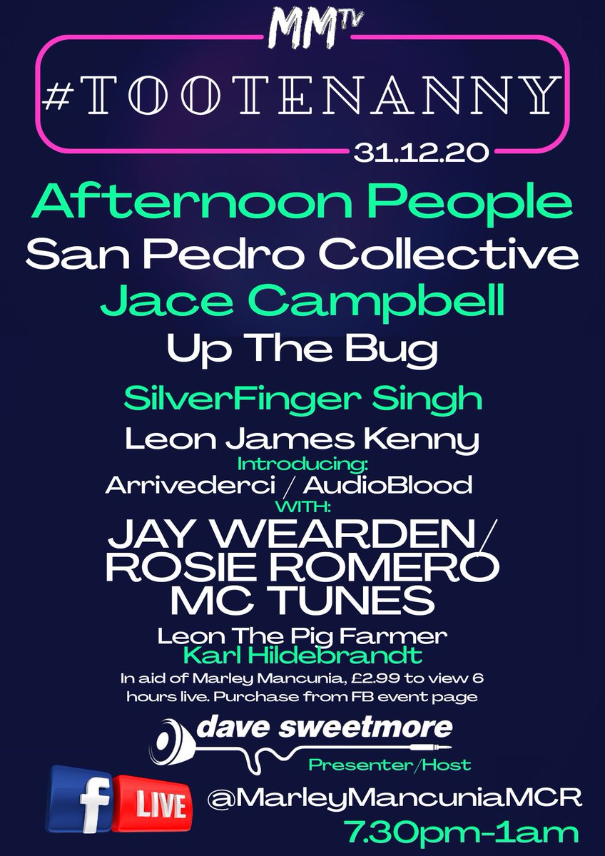 Don’t forget we’ll be playing a live set at <a href="/mmtvmcr/">MMTVMCR</a> on NYE.

6hrs of live entertainment for less than a pint 😎

fb.me/e/51675UCp8