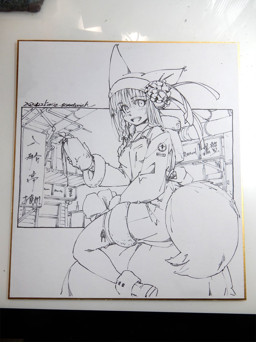 線画。夜中に眠れなくて描き始めたこともあって、ラフを撮影していないようです。 