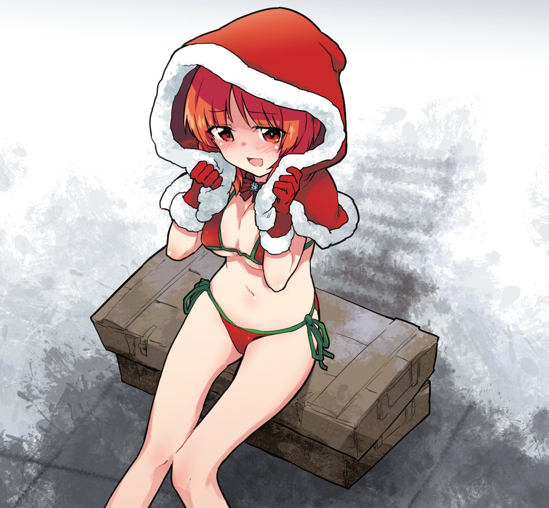 西住みほ 「古来よりクリスマスにはサンタコス絵を奉納するのがこの国の習わしでありますが… 」|monolithのイラスト