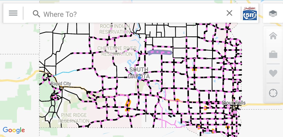 SouthDakotaDOT's tweet photo. Conditions are greatly improved over yesterday, but most roads are still icy & its breezy so drive carefully. #slowdown #buckleup #nocruisecontrol #ChristmasEve https://t.co/KkLxjiQ5fM
