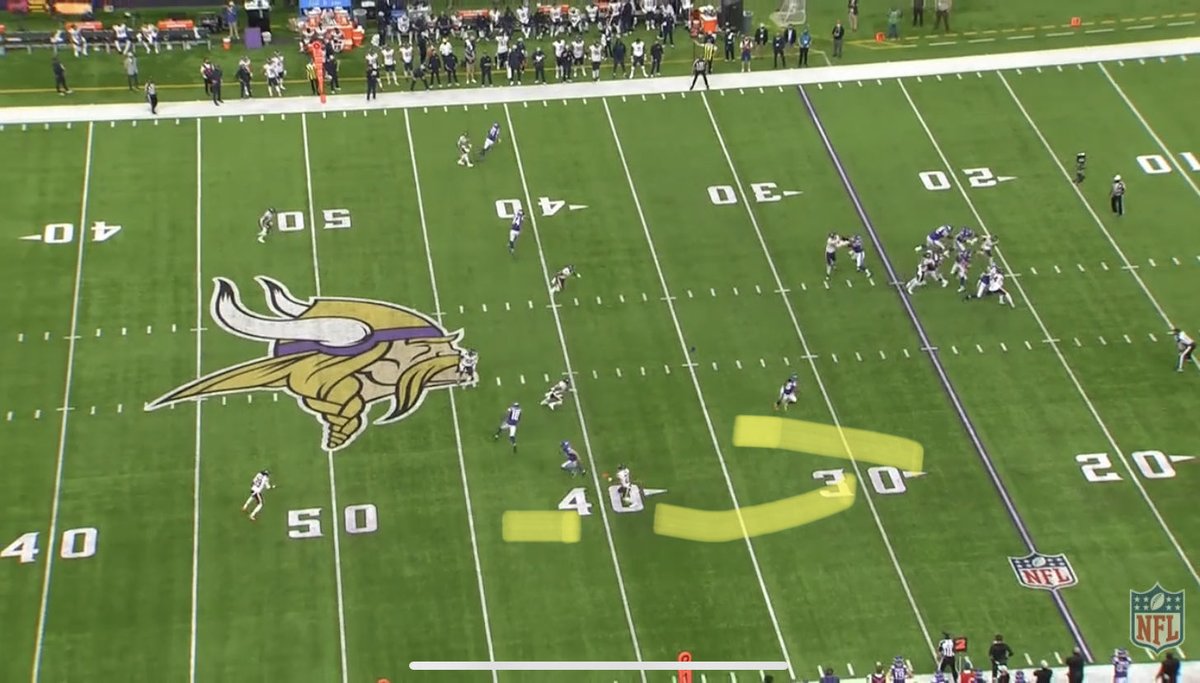 This is step of game I want to see from him since his eyes are so good. He’s in zone here and has outside third. He sees cousins is going underneath but he continues to backpedal a bit too far as he’s later than his talent should allow for on coming back for the underneath YAC