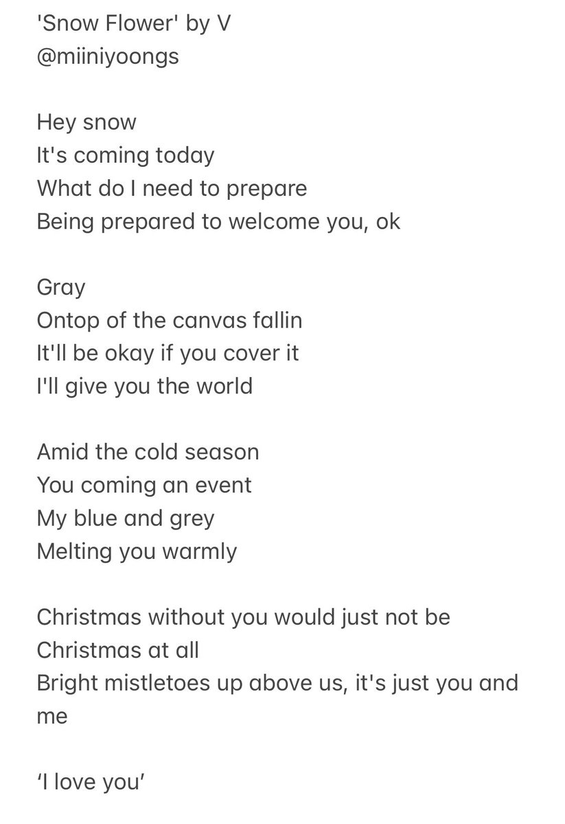 미니융 S Tweet Snow Flower By V Lyrics Translations Trendsmap 미니융 S Tweet Snow Flower By V Lyrics Translations Trendsmap