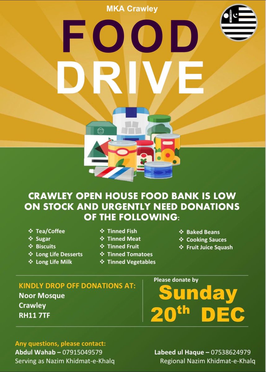 MkaCrawley's tweet photo. @MkaCrawley is always at the forefront at the time of need for our neighbours since looking after our community is part of our faith. Our small contribution on #ChristmasEve for @CrawleyOpenHse 
@HumanityFirstUK @UKMuslimYouth @Crawley_Obby @crawleybc @BBCSussex https://t.co/nQ2eKrEsw1