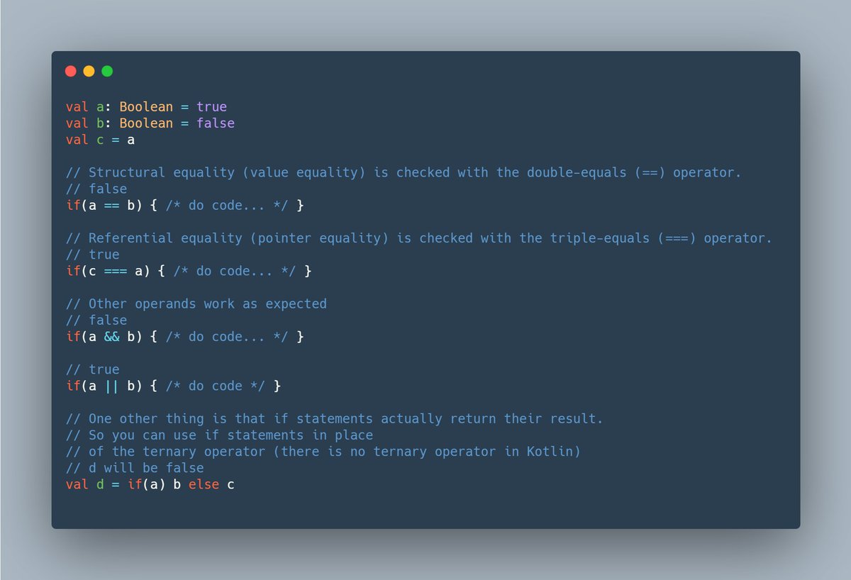 Next up are control structures, like if statements, loops, and a special one - when.First let's look at some if statements. These are similar to the ones in JavaScript, with a few differences:10/15