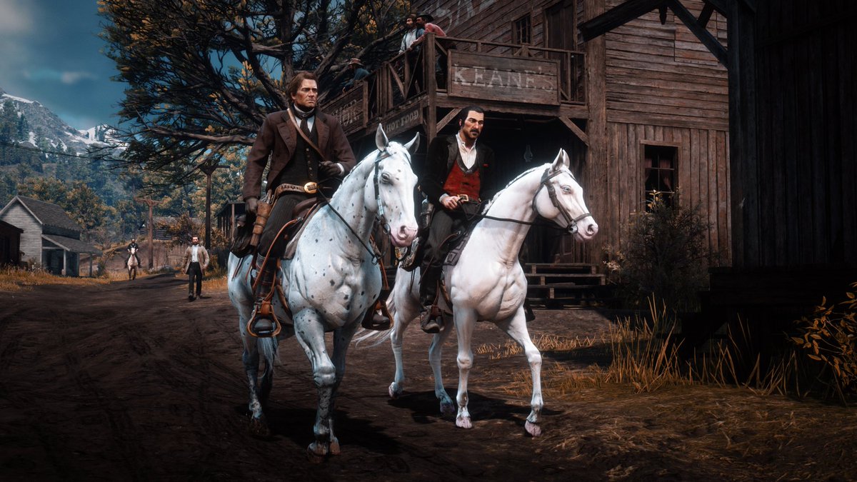 Arthur and Dutch taking a stroll in Valentine. 
#RedDeadRedemption2