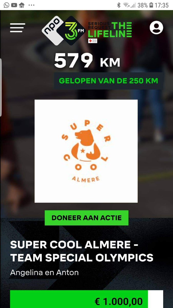 Suoer trots op onze Super COOLers.  De afgelopen 7 dagen met elkaar 579 km gelopen voor #SR20 en daarmee € 1000,- opgehaald.