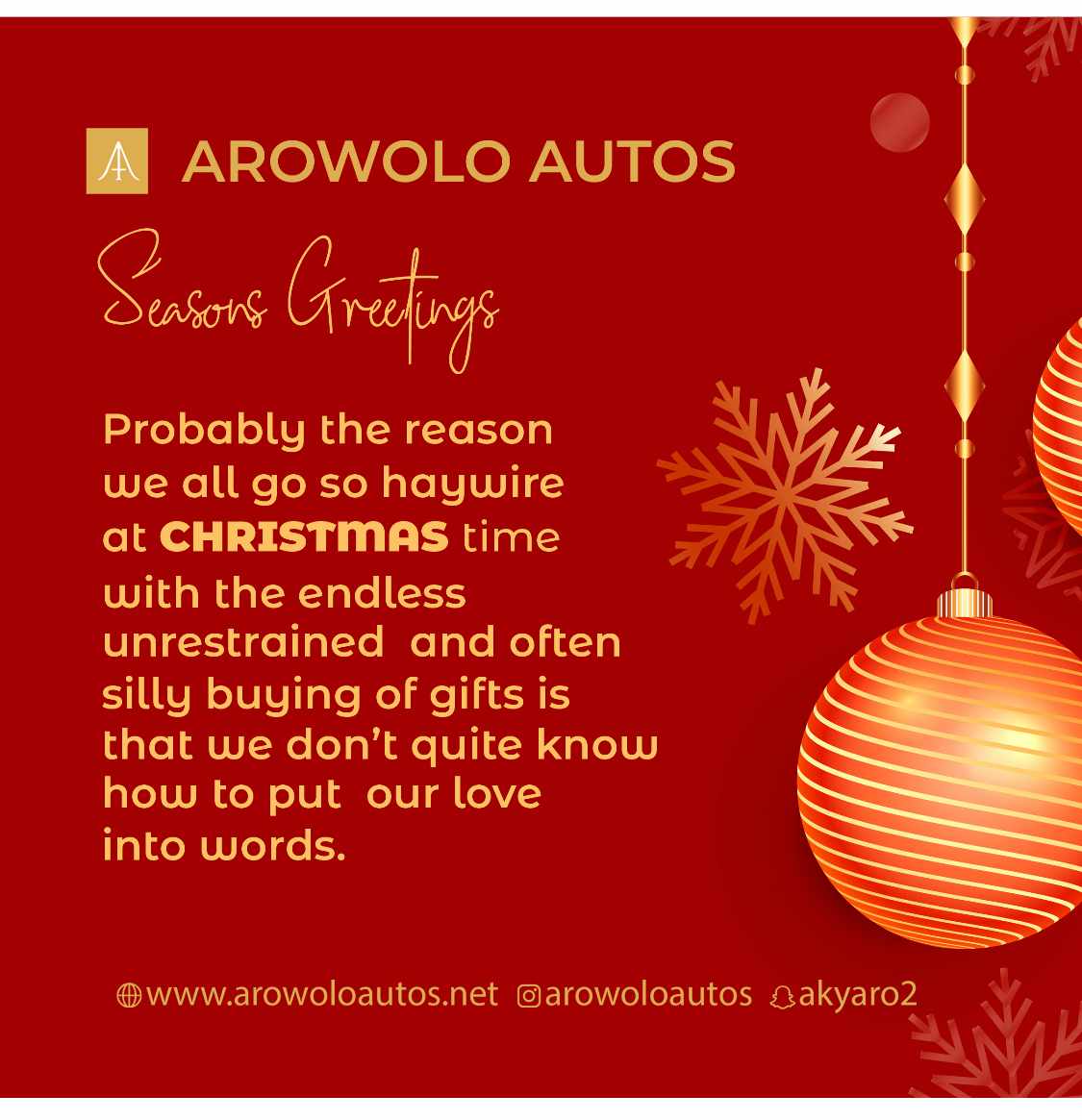 ArowoloAutos's tweet photo. Season Greetings!
#Christmas 
#MerryChristmasEveryone 
#SantaClaus https://t.co/z8FMpmkhAS