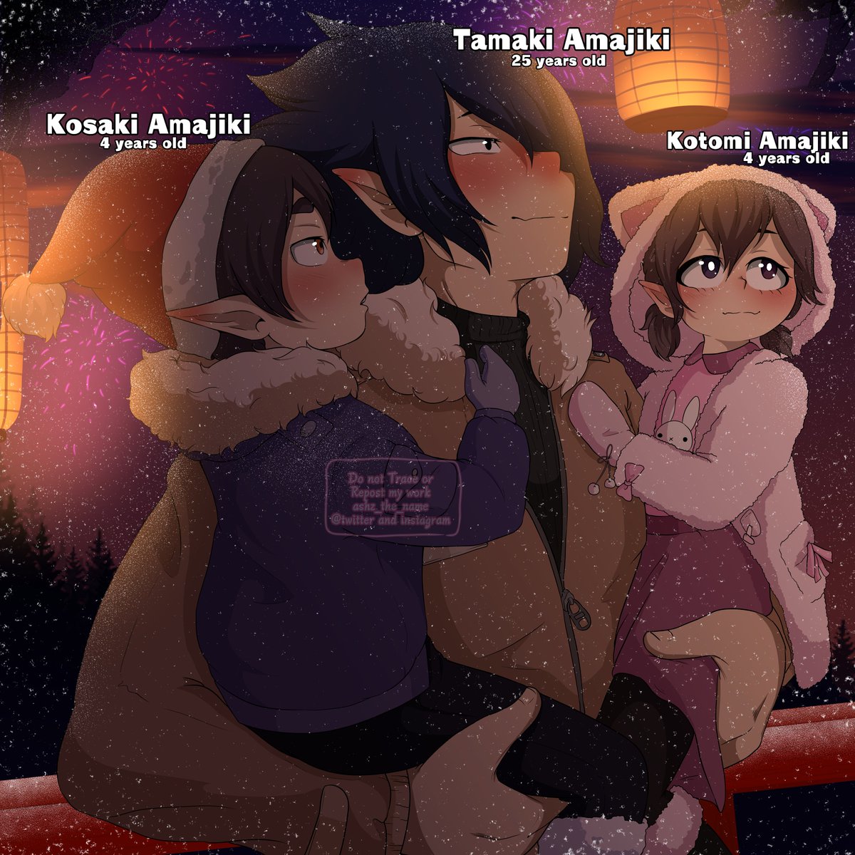 BNHA x OC] Tamaki and his babies at the Christmas Firework Fest