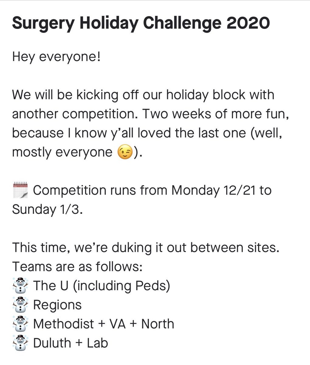 Matthew Bobel, MD (@mattbobel) on Twitter photo Guess I better get back at the <a href="/Strava/">Strava</a>! Thanks Drs. <a href="/chesburg_siems/">Chesney Burgweger Siems</a> & <a href="/AltmanAriella/">Ariella Altman</a> for organizing for this to keep us active and inspire socially distanced fun!! <a href="/UMNSurgery/">UMN Surgery</a>
Needless to say, Regions will be winning the 🍕🍕Party!!
Time to recruit some faculty! #SurgTwitter Guess I better get back at the <a href="/Strava/">Strava</a>! Thanks Drs. <a href="/chesburg_siems/">Chesney Burgweger Siems</a> & <a href="/AltmanAriella/">Ariella Altman</a> for organizing for this to keep us active and inspire socially distanced fun!! <a href="/UMNSurgery/">UMN Surgery</a>
Needless to say, Regions will be winning the 🍕🍕Party!!
Time to recruit some faculty! #SurgTwitter