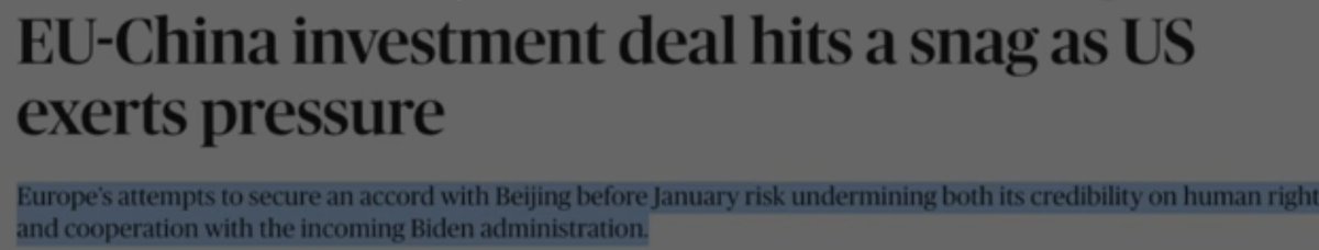 As can be expected... Whatever is good for China and Europe is bad for US. In the name of human rights, US is trying to frustrate the passing of the deal. Human rights can be used to bomb, to kill, to sanction, to abort cooperation...