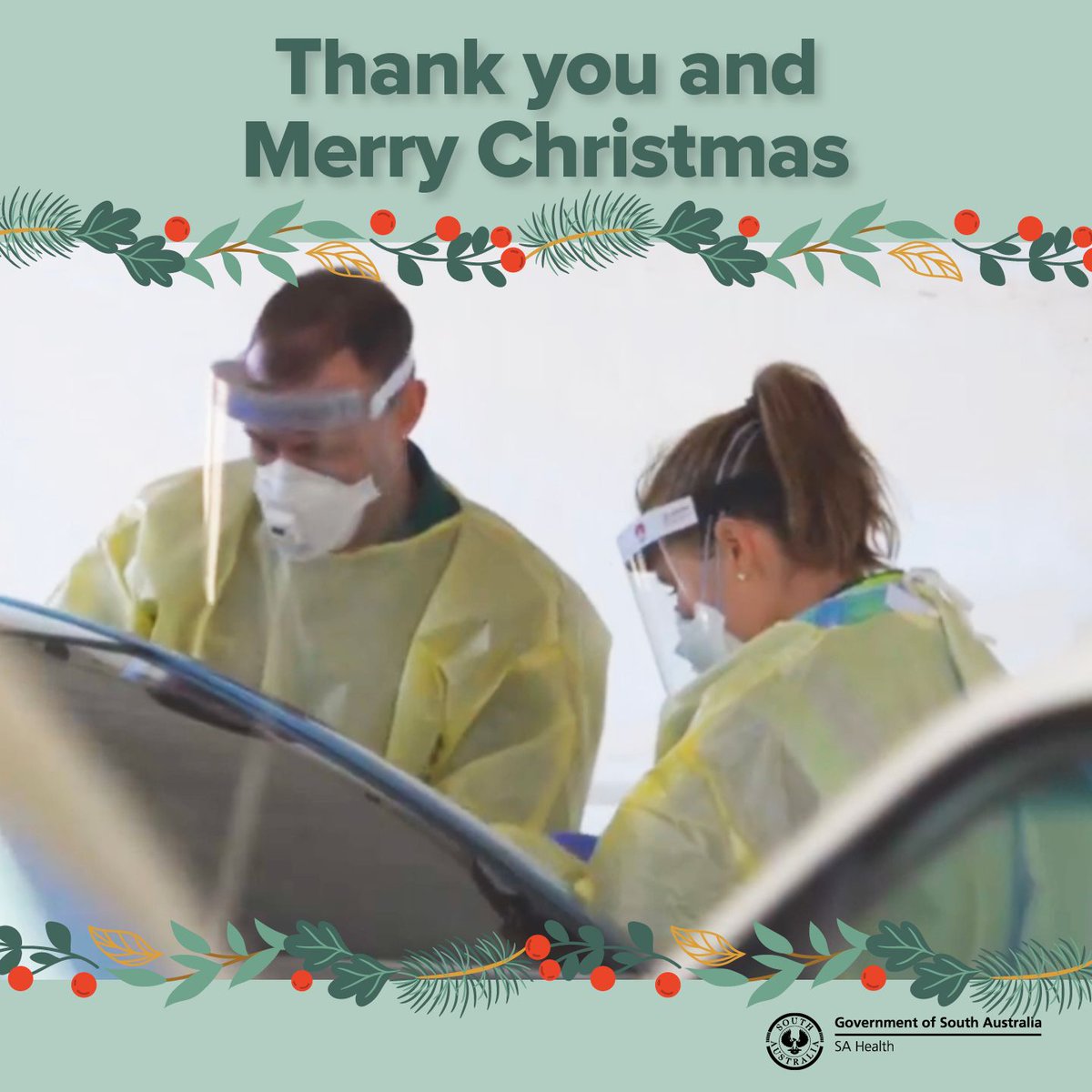 SAHealth's tweet photo. Please join us in thanking all the people working today, including our dedicated health workers, support staff and other emergency services personnel who are working over the festive season to keep us safe.💚❤️

You are appreciated today and every day!👏 https://t.co/lRUeidSTNX