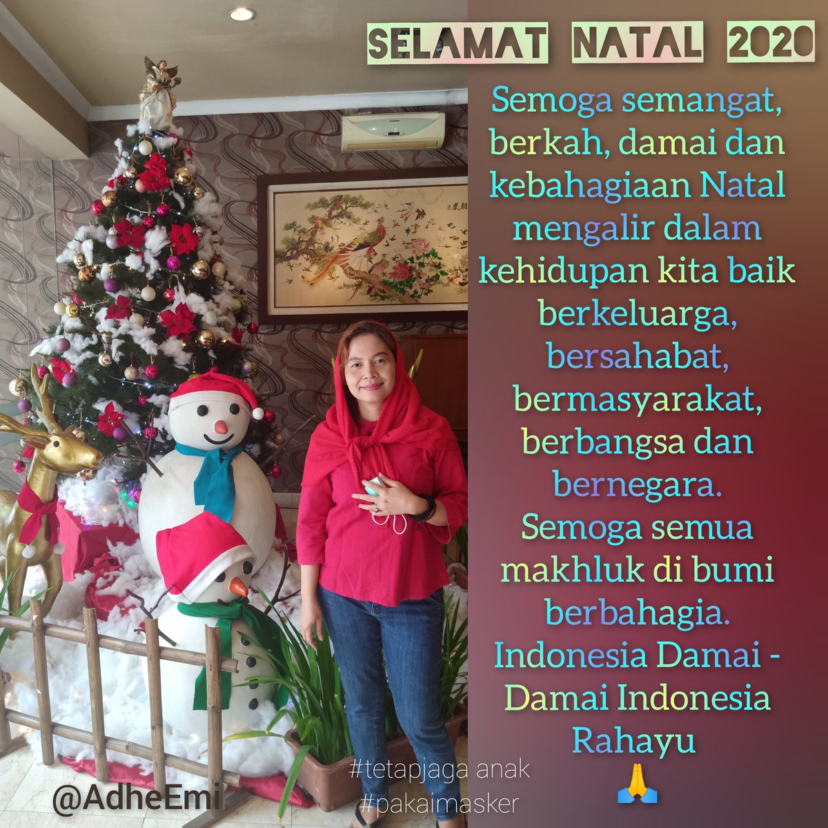 AdheEmi's tweet photo. Selamat Natal bagi yang merayakan.🙏🏻🙏🏻 
Damai di hati, damai di jiwa dan damai di bumi. Tuhan memberkati kita semua🙏🏻🙏🏻 https://t.co/JCvolqYpIB