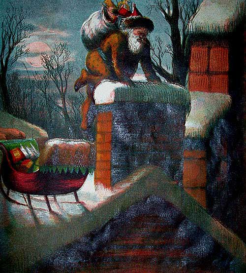 Thomas Nast's illustrations for Clement Clarke Moore's 'A Visit from Saint Nicholas', 1869:  https://www.americanantiquarian.org/Exhibitions/Christmas/nast.htm