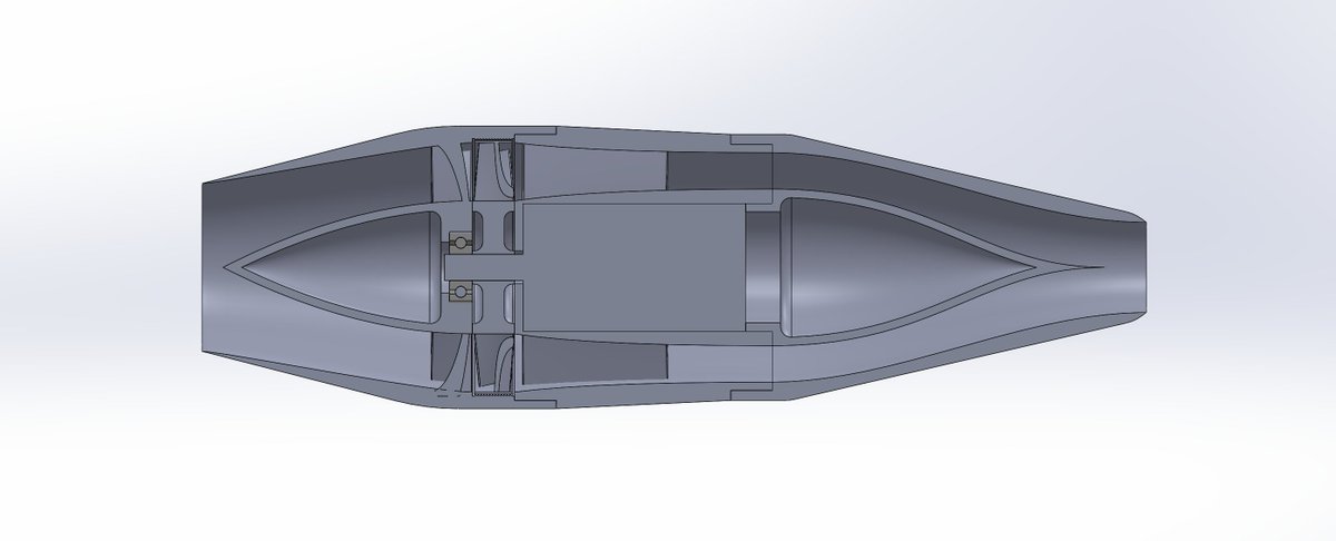fed up with the hobbyist RC plane scene's apparent disregard for fundamental principles of aerodynamics and rotating machinery, I decided to design an electric ducted fan of my own