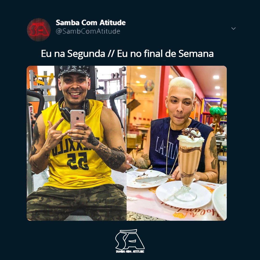 SambComAtitude's tweet photo. A gente até tenta ser fitness mas o final de semana vem e acaba com tudo! 🥵 Quem aí se identifica?
#SA #SambaComAtitude https://t.co/u1nF3UK7c6