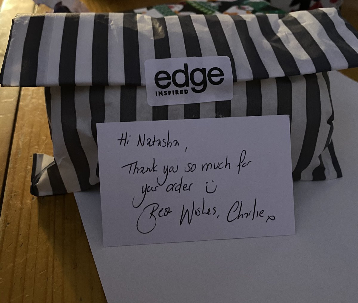 TashaTibby's tweet image. @EdgeInspired received my order from yourselves it’s perfect really pleased with it and what a lovely little touch with a hard written note would definitely order again thank you so much