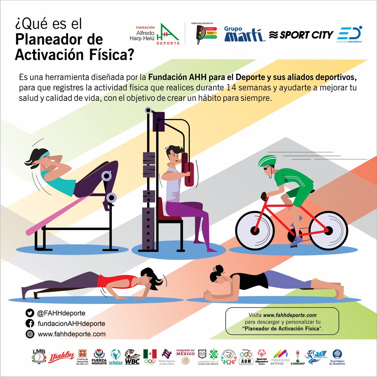 #AceptaElReto👍🏻 y súmate al #PlaneadorDeActivaciónFísica📒
En 14 semanas (98 días), convierte la activación física en un hábito para mejorar tu vida.

📲 Descarga el Planeador Digital
bit.ly/2GrYbv1