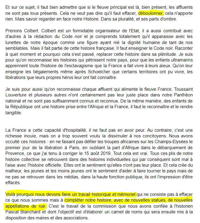 11) Ce n'est pas le rôle des statues et des noms de rues que d'enseigner l'histoire, pour ça il y a l'école, les livres, les documentaires, les musées. Le rôle des statues et des rues, c'est de glorifier, d'ériger en modèles.