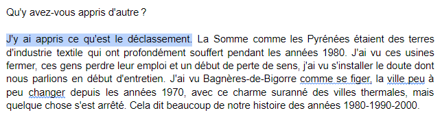 12) Vu, ok, mais appris ? Fils de cadre, maire, prof, médecins et neurologues, scolarisé dans le privé, puis H4, prépa, sciences po, exempté d'armée, ENA, banquier, haut-fonctionnaire, ministre puis président... quand a-t-il eu le temps de connaître le déclassement ?