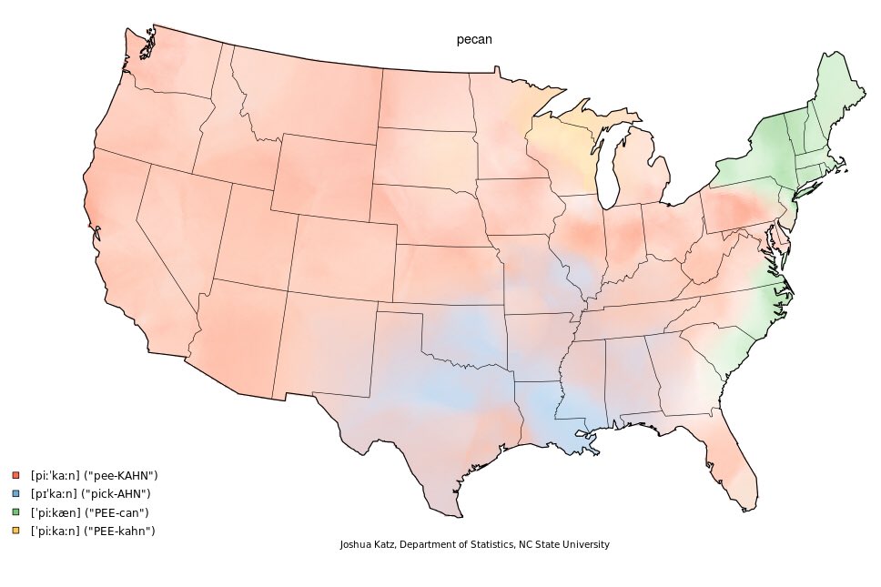 Do you say PEE-can or PEH-can or Pee-KAHN? It depends on where you live! pee-KAHN is dominant nationwide, but South pick-AHN reigns supreme. PEE-can is popular on the East Coast and in New England, while folks from Midwest go with PEE-kahn https://www.farmflavor.com/lifestyle/how-do-you-say-pecan-mapping-food-dialect-trends-across-the-u-s/