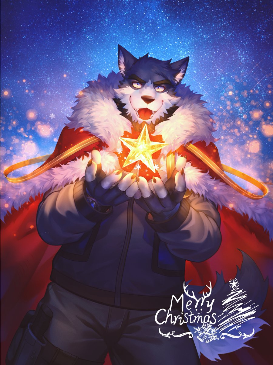 As the clock ticks towards the 25th, Logan dons a red cape and joins the effort to bring joy to people all over the world. A beacon of warmth for the wintry days ahead.

This festive commission was done by the amazing @Fuwayuuko1 !

'Merry Christmas, everyone!'