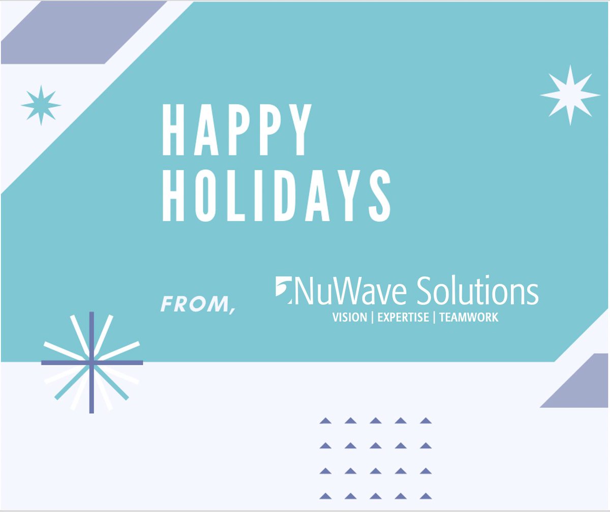 NuWaveSolutions's tweet photo. Happy Holidays from NuWave Solutions! Wishing all our customers, employees, and families a safe and healthy new year! https://t.co/O0WWHPybme
