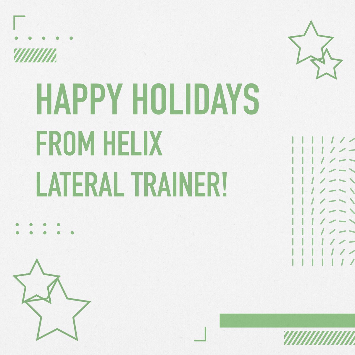 It's the holiday season, and we're grateful for everyone that stuck with us this year! #HappyHolidays from #HelixLateralTrainer!
......
#GoHelix #HelixAtHome #LateralTrainer #LateralTraining #HomeWorkout #WorkoutMachine #Holidays #ChristmasEve #ChristmasTime #Christmas2020