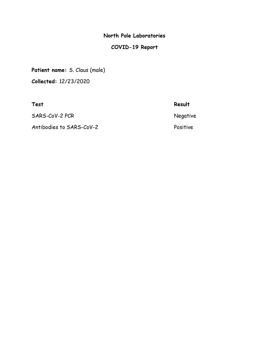 nirav_maine's tweet photo. .@MEPublicHealth has received a lab report from Mr. S. Claus. He plans to travel through #Maine this evening. 

He is negative for #COVID19 and is clear to travel. 

Also, data show that the vaccine he received from Dr. Fauci is working.  

You might say he now has santibodies. https://t.co/3INb2jrJvm