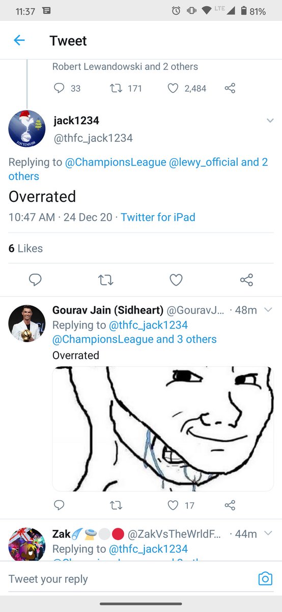 My favorite times  @thfc_jack1234 has been ratioed in the past 24 hours. A thread: