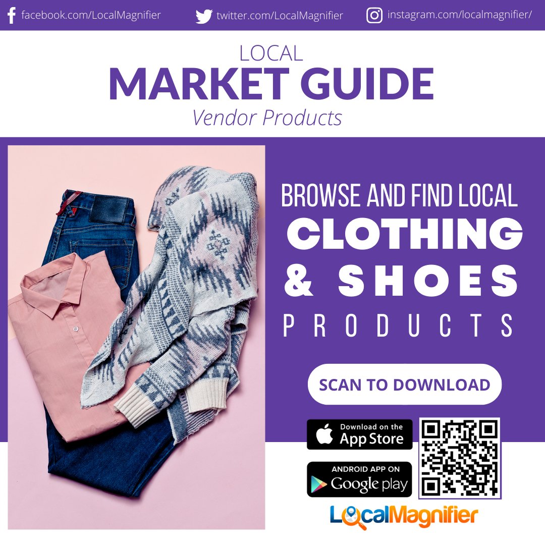 LocalMagnifier's tweet image. Support local products! Are you looking for clothes and shoes? You cant surf through #LocalMagnifier&apos;s Market Guide for Locally made products.

#smallbusiness #shoes #clothes #fashion #supportlocal